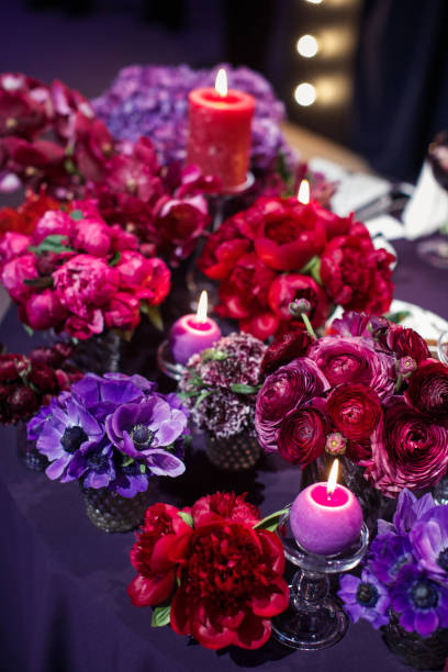 istock Candle and beautiful flowers on the wedding table 1399061763
