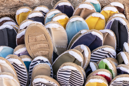 espadrilles in a typical shop on the costa brava