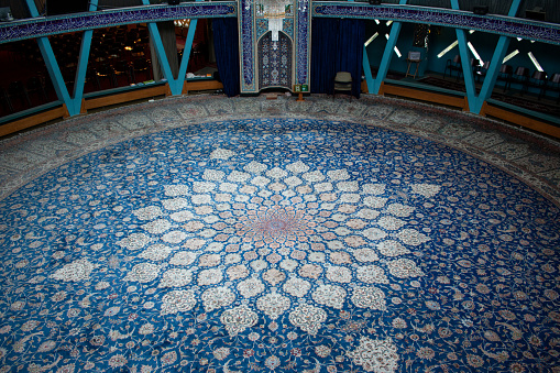 Round blue Carpet in Imam Ali mosque in Hamburg, Germany