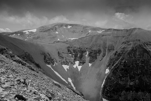 High routes of the Majella National Park, black and white photo
