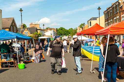 London, Penge, United Kingdom - April 30, 2022: Maple Road Market (a revival of a historical street market in Penge, now a celebration of local small businesses, art and culture).