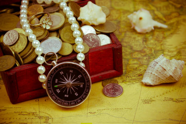 Conceptual Photo Picture of a Treasure Trunk Object in the Dry Desert