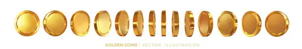 Vector illustration of Rotating golden coins