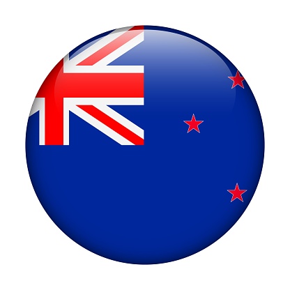 New Zealand National flag.Vector icon. Glass button for web, app, ui. Glossy banner.