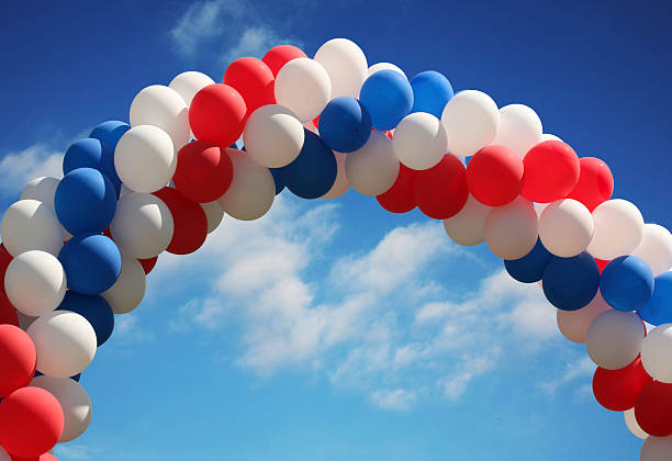 istock Balloon arch with vivid sky background 139908272