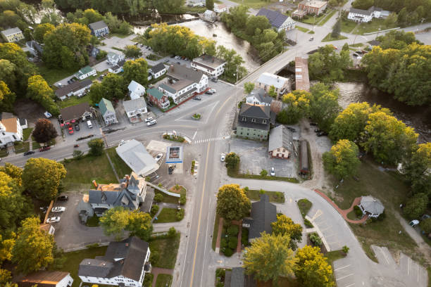 istock New Hampshire: Aerial view of a small town at sunset 1399082905