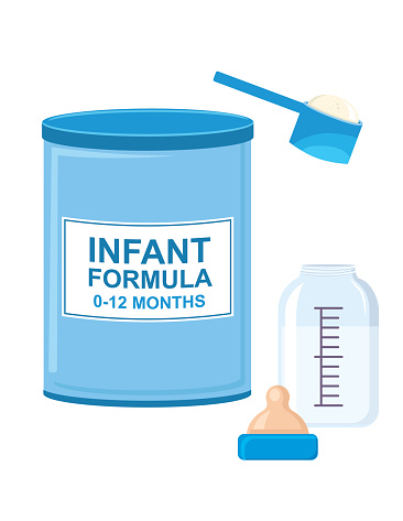 A simple, flat color baby formula themed file. Infant formula shortage. File includes vector EPS and high-resolution