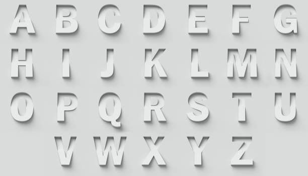 alphabet 3d blanc - three dimensional shape alphabetical order alphabet text photos et images de collection