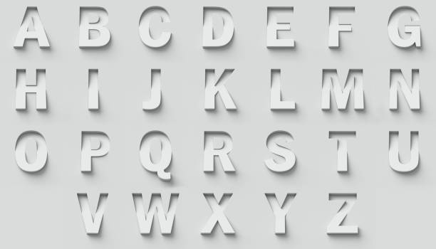 white 3d alphabet - alphabetical order fotos imagens e fotografias de stock