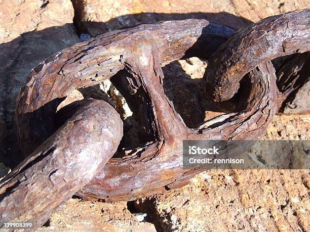 Rusted Old Chain Link On Concrete Boat Ramp Stock Photo - Download Image Now - Anchor - Vessel Part, Anchor Chain, Brown