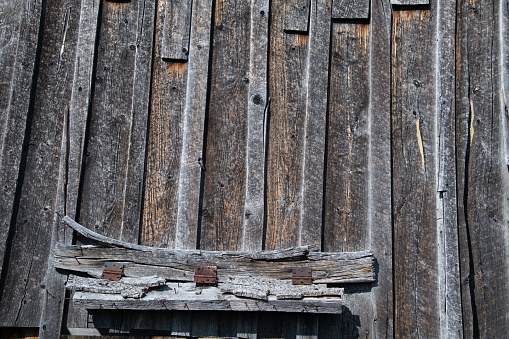 Homestead barn remains on ranch land in northern Montana in northwest USA.