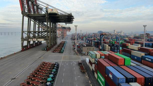 istock Containers and transport vehicles in the port 1399090734