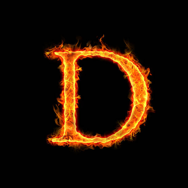 fire alphabets, D stock photo