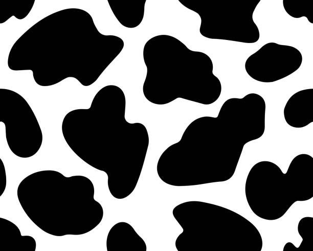 Cow black and white seamless  pattern. Cow black and white seamless  pattern. Ideal for printing on wallpaper, fabric, packaging. To use the web page background, surface textures. Abstract vector spots dog splashing stock illustrations