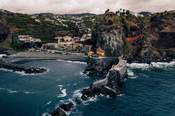 istock Settlement on rocky coast of sea 1399097382