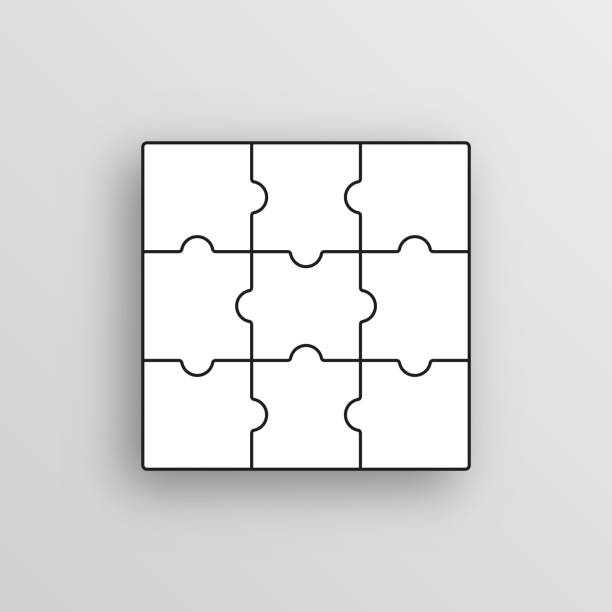 illustrations, cliparts, dessins animés et icônes de grille de pièces de puzzle carrées. grille de contour du puzzle. schéma de jeu de pensée. contexte moderne - puzzle jigsaw puzzle jigsaw piece part of