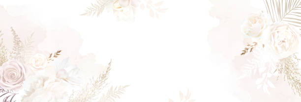 illustrazioni stock, clip art, cartoni animati e icone di tendenza di moderno banner di design vettoriale beige e blush alla moda. - magnolia flower beige white
