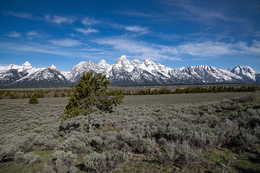 A snow-capped mountain along the Sawtooth Scenic Byway in Idaho