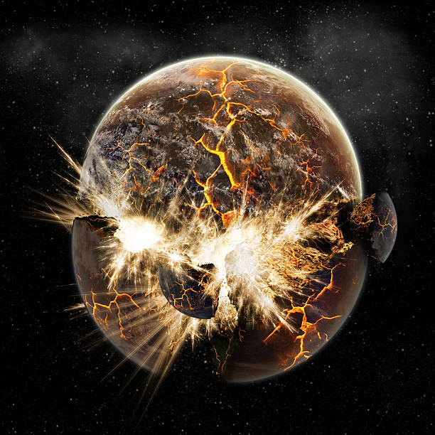 planeta ziemia apokalipsa - judgement day exploding asteroid earth zdjęcia i obrazy z banku zdjęć