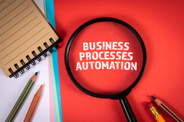 istock BUSINESS PROCESSES AUTOMATION. Office supplies on the table 1399109487