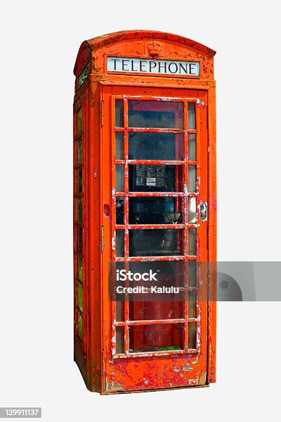 Grungy Telephone Box Stock Photo - Download Image Now - British Culture, Car Bodywork, Clipping Path