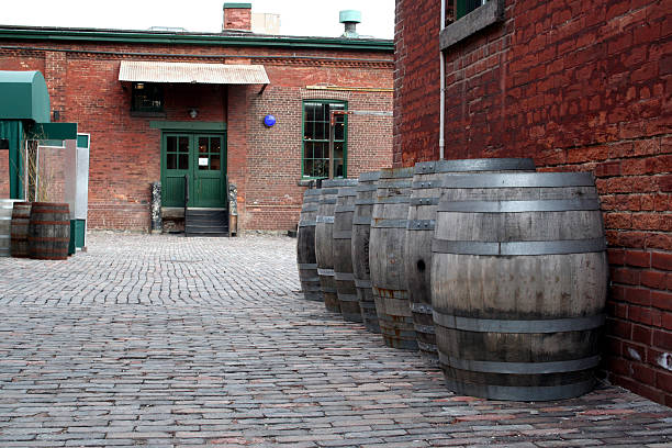 Barrels in a alley.