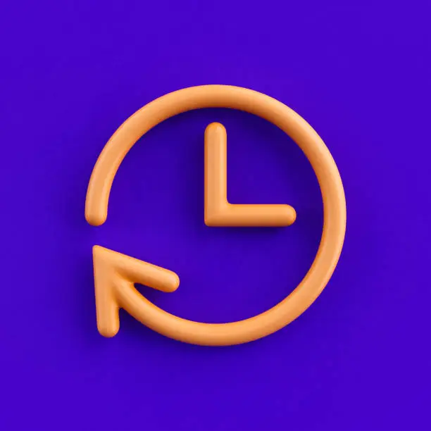 3d icon time machine, outline yellow arrow icon, direction symbol, 3d rendering, wire icon