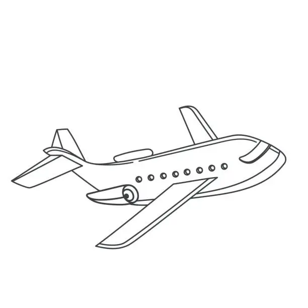 Vector illustration of Airplane Outline Icon