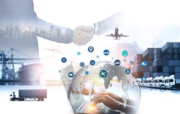 istock Business Logistics concept, Global business connection technology interface global partner connection of Container Cargo freight ship for Logistic Import Export background, internet of things 1399119726
