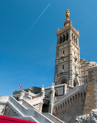 Marseille, France - May 22, 2011: Many peoples every day visit the basilica Notre-Dame de la Garde, Marseille, France