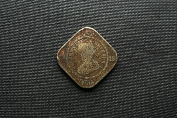 istock 2 Anna Indian coin dated 1918 India, Back view, Copper-Nickel 1399121456