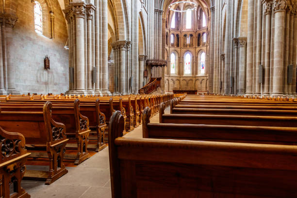 Interior of St. Peter's Cathedral, Geneva, Switzerland stock photo