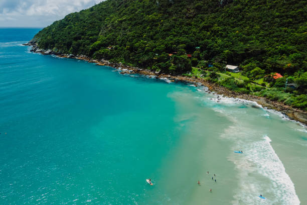 istock Matadeiro beach with coastline with forests and blue ocean. Aerial view 1399126276