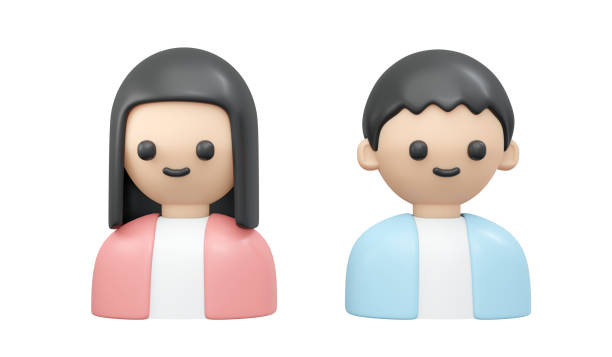 istock 3D Rendering of boy and girl icon isolate on white background. 3D Render illustration cartoon style. 1399126466