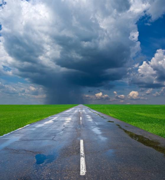 wet asphalt road after a rain