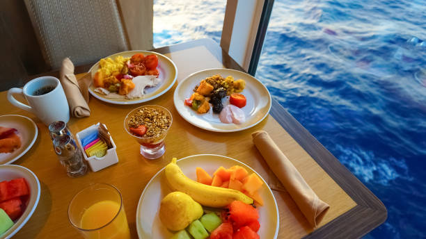 istock Dining Room Buffet aboard the abstract luxury cruise ship. 1399129910