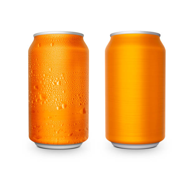 istock Orange aluminum can on Isolated on a white Background 1399129932