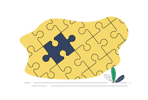 ilustrações de stock, clip art, desenhos animados e ícones de missing puzzle. - teamwork absence blank jigsaw puzzle