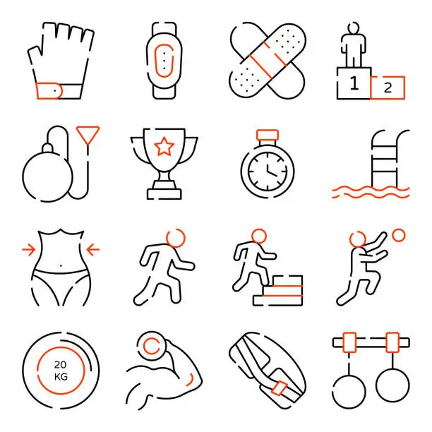 Vector illustration of Pack of Gym flat Icons