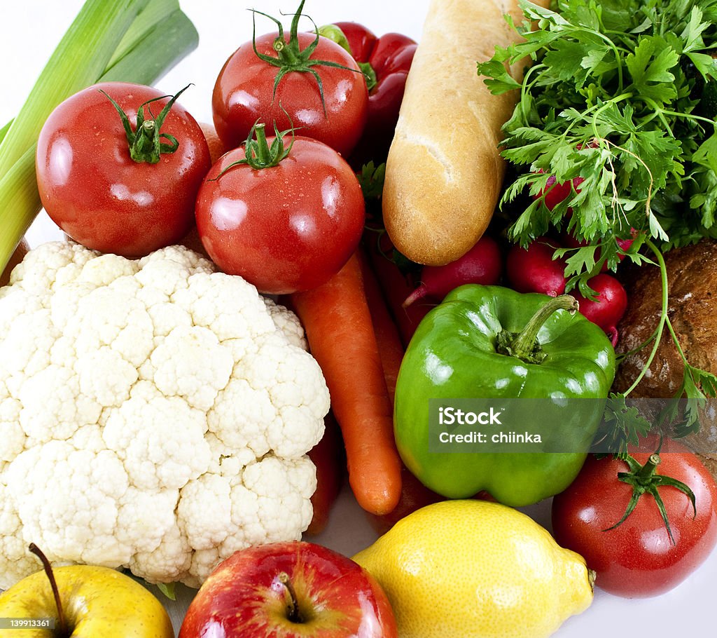 Vegetables isolated on white.  Abundance Stock Photo