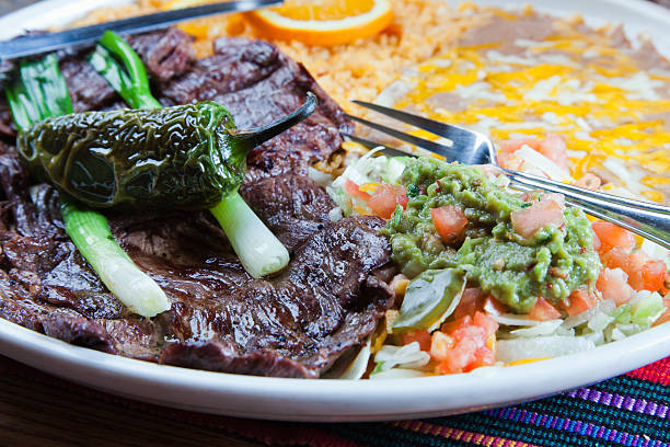 치마살 스테이크, 멕시코 스타일 - steak close up grilled skirt steak 뉴스 사진 이미지
