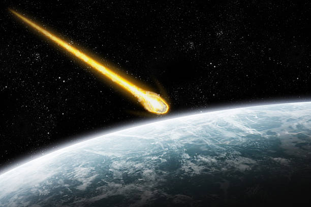 planetoida i ziemi: meteor wpływ - judgement day exploding asteroid earth zdjęcia i obrazy z banku zdjęć