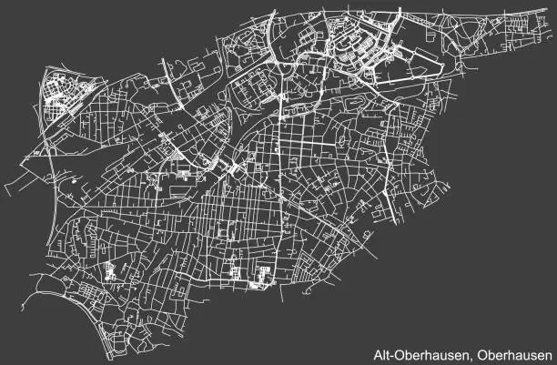 Vector illustration of Street roads map of the ALT-OBERHAUSEN BOROUGH, OBERHAUSEN