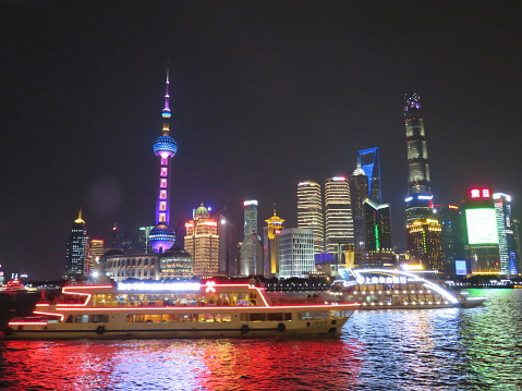 The Oriental Pearl Radio & Television Tower is a TV tower in Shanghai. Its location at the tip of Lujiazui in the Pudong New Area by the side of Huangpu River, opposite The Bund, makes it a distinct landmark in the area.