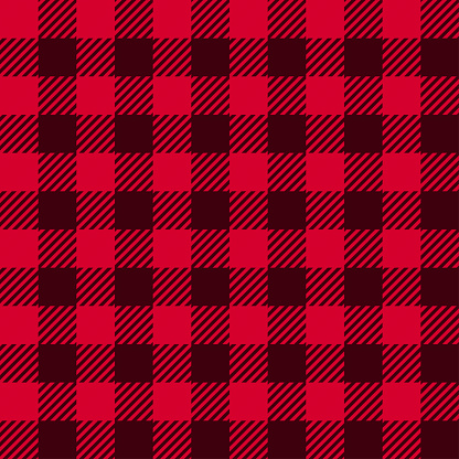 Buffalo Plaid seamless patten. Vector checkered Christmas red plaid textured background. Traditional fabric print. Flannel plaid texture for fashion, print, design