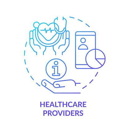 Healthcare providers blue gradient concept icon. Big data application abstract idea thin line illustration. Electronic health records. Isolated outline drawing. Myriad Pro-Bold font used