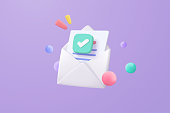 istock 3d mail envelope icon with notification new message on purple background. Minimal email letter with letter paper read icon. message concept 3d vector render isolated pastel background 1399139136