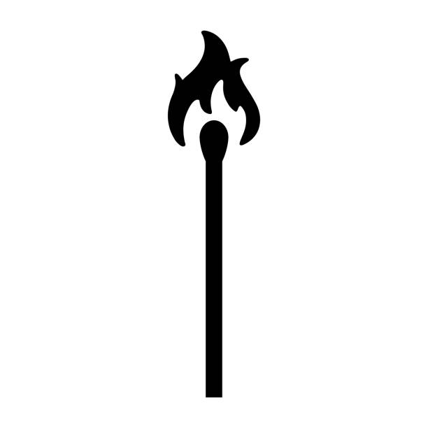 Match icon. The black silhouette of a burning match. Vector illustration isolated on a white background for design and web. Match icon. The black silhouette of a burning match. Vector illustration isolated on a white background for design and web. lit match stock illustrations