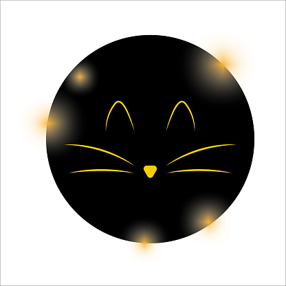 Golden Doodle cat mustache icon. Black background. Face symbol. Contour symbol. Vector illustration. stock image. EPS 10.