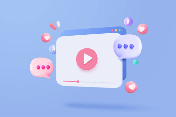istock 3d social media with live streaming and emotion on browser in blue background. Social media online playing video for make money passive income concept. 3d live entertainment vector render illustration 1399140124